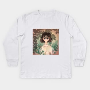 short hair girl Kids Long Sleeve T-Shirt